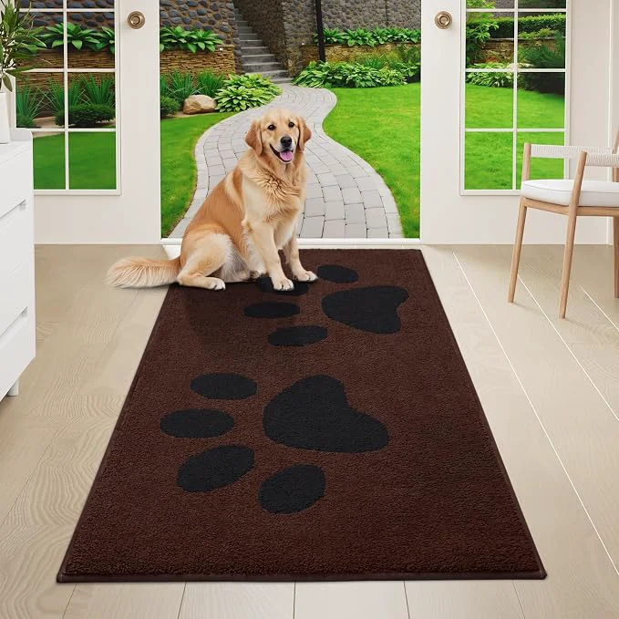 Secure Buganda Dog Door Mat for Muddy Paws Absorbent Dirt Trapper Washable Indoor Quality