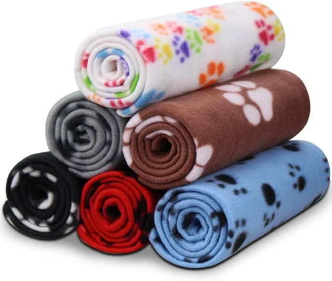 Exclusive Comsmart Dog Blankets for Small Dogs 6 Pack Puppy Blanket Cute Paw Print Pet World-Class