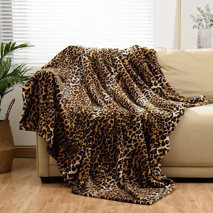 Organic Bnuitland Leopard Print Fleece Flannel Twin Size Blanket Super Soft 300 GSM Professional