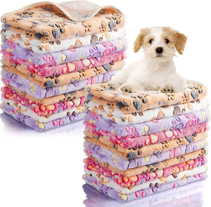 Quality Chumia 40 Pcs Blankets Soft Fluffy Fleece Washable Pet Dog Sleep mat Paw Print Exceptional