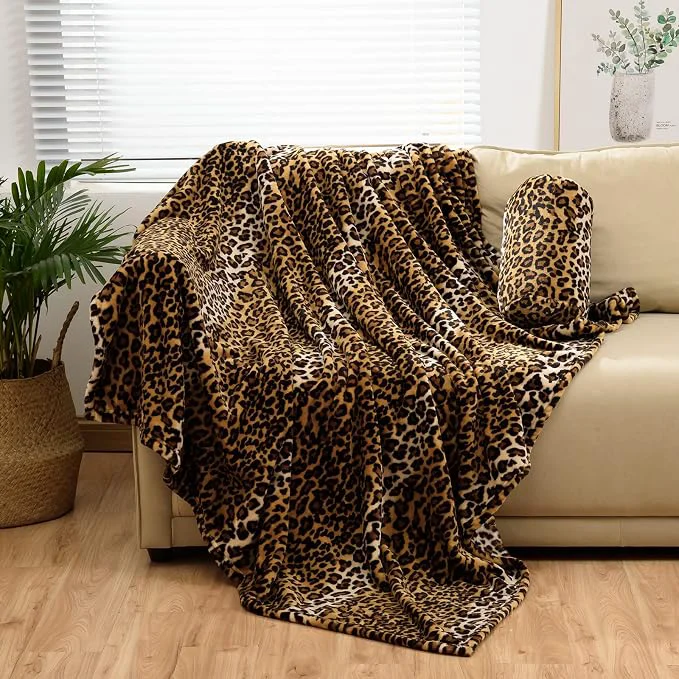 Genuine Bnuitland Leopard Print Fleece Flannel Throw Blanket Comfortable