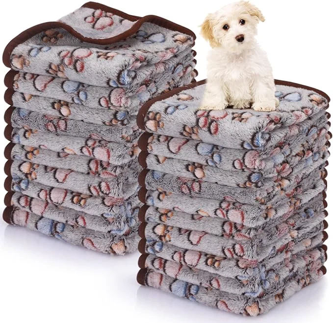 Verified Chumia 40 Pcs Blankets Soft Fluffy Fleece Washable Pet Dog Sleep mat Paw Print First-Class