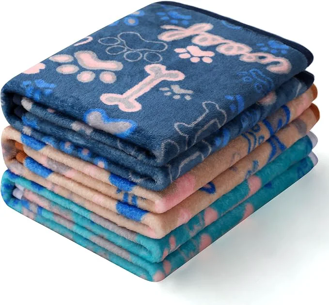 Modern Luciphia 1 Pack 3 Blankets Fluffy Premium Fleece Pet Blanket Flannel Paw Bone Verified