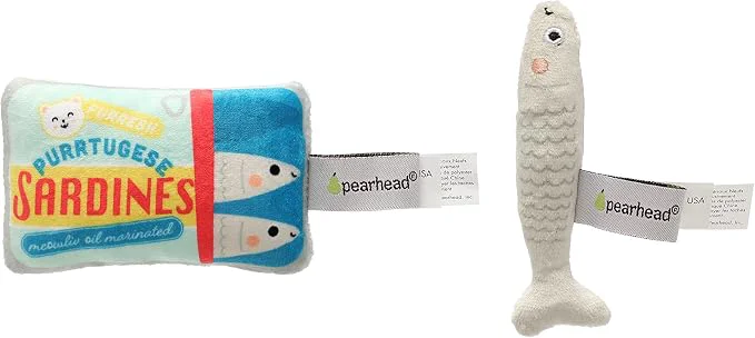 Reliable Pearhead Pet Sardines and Fish Plush and Crinkle Cat Toy Set Includes Catnip Dependable
