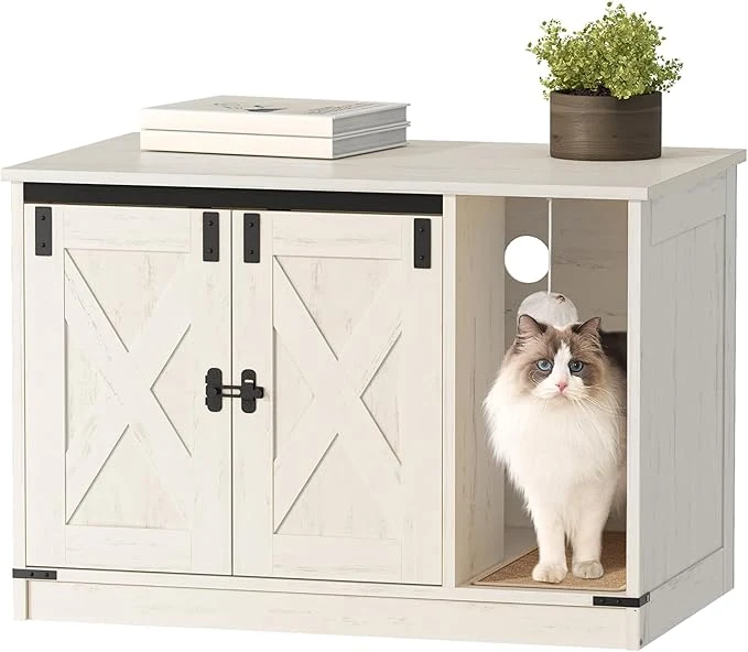 Solid Cat Litter Box Enclosure Hidden Litter Box Cabinet Furniture Trusted