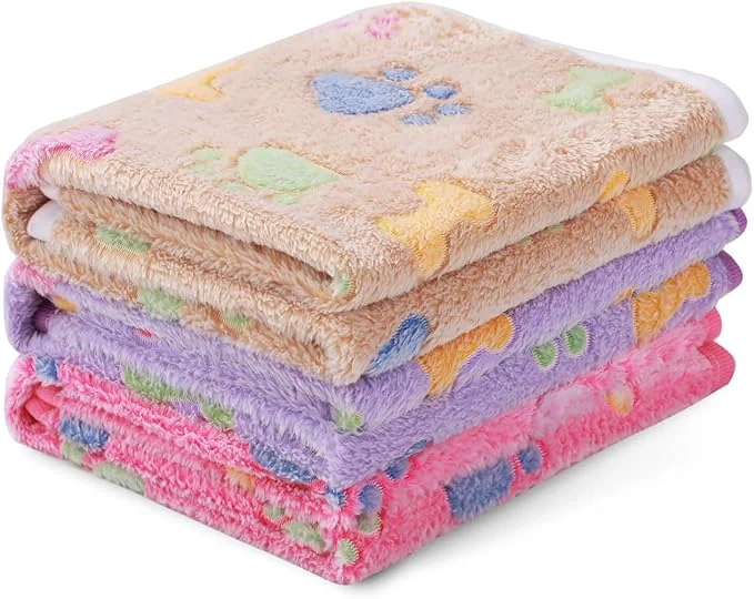 Healthy 1 Pack 3 Blankets Super Soft Fluffy Cute Bone Pattern Pet Blanket Flannel Throw Elite
