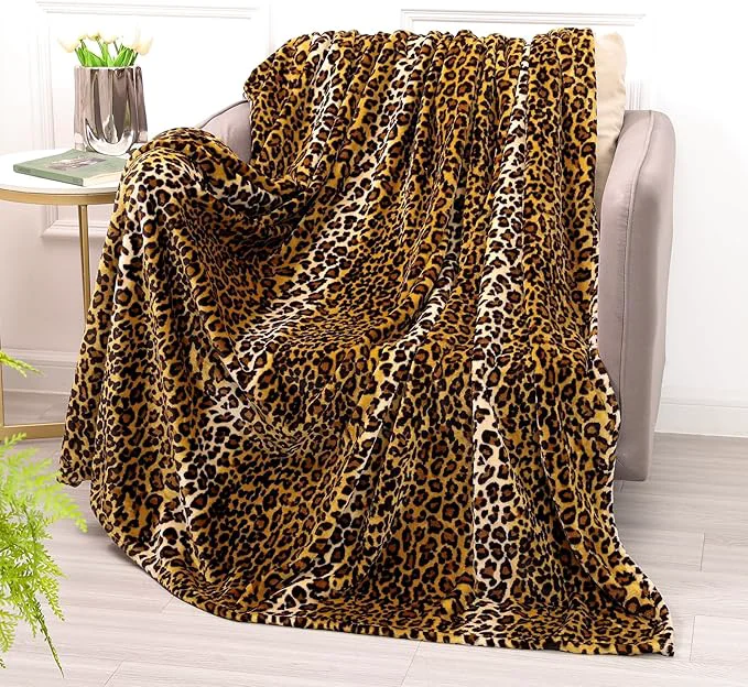 Casual Bnuitland Leopard Print Fleece Flannel Throw Blanket 300 GSM Double Sided Original Design