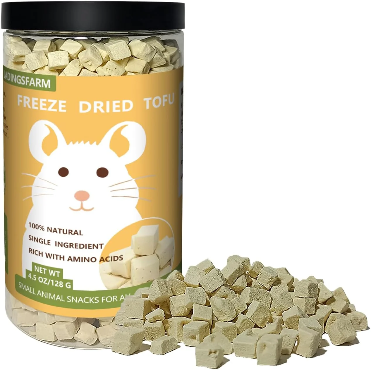 Solid ze-Dried Tofu Hamster Treats Grain- Healthy Chews High Protein Natural Snacks for Small Pets Rabbits Gerbils Mice Degus Chinchilla 4.5 oz Pack Secure