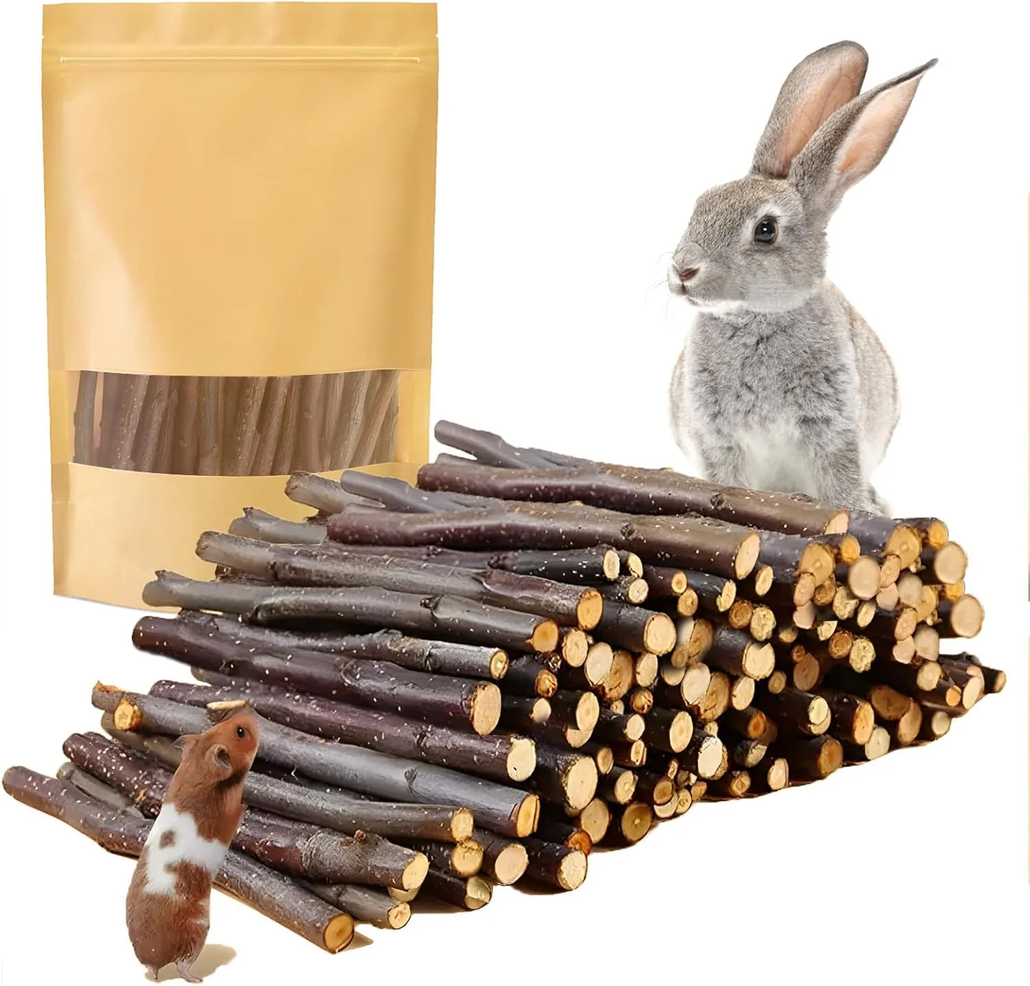 Stylish 600g Organic Apple Sticks Small Animals Molar Wood Treats Toys for Chinchillas Guinea Pig Rabbits Hamster Gerbil Parrot Bunny Chew Stick Toys 21.2 OZ Fine
