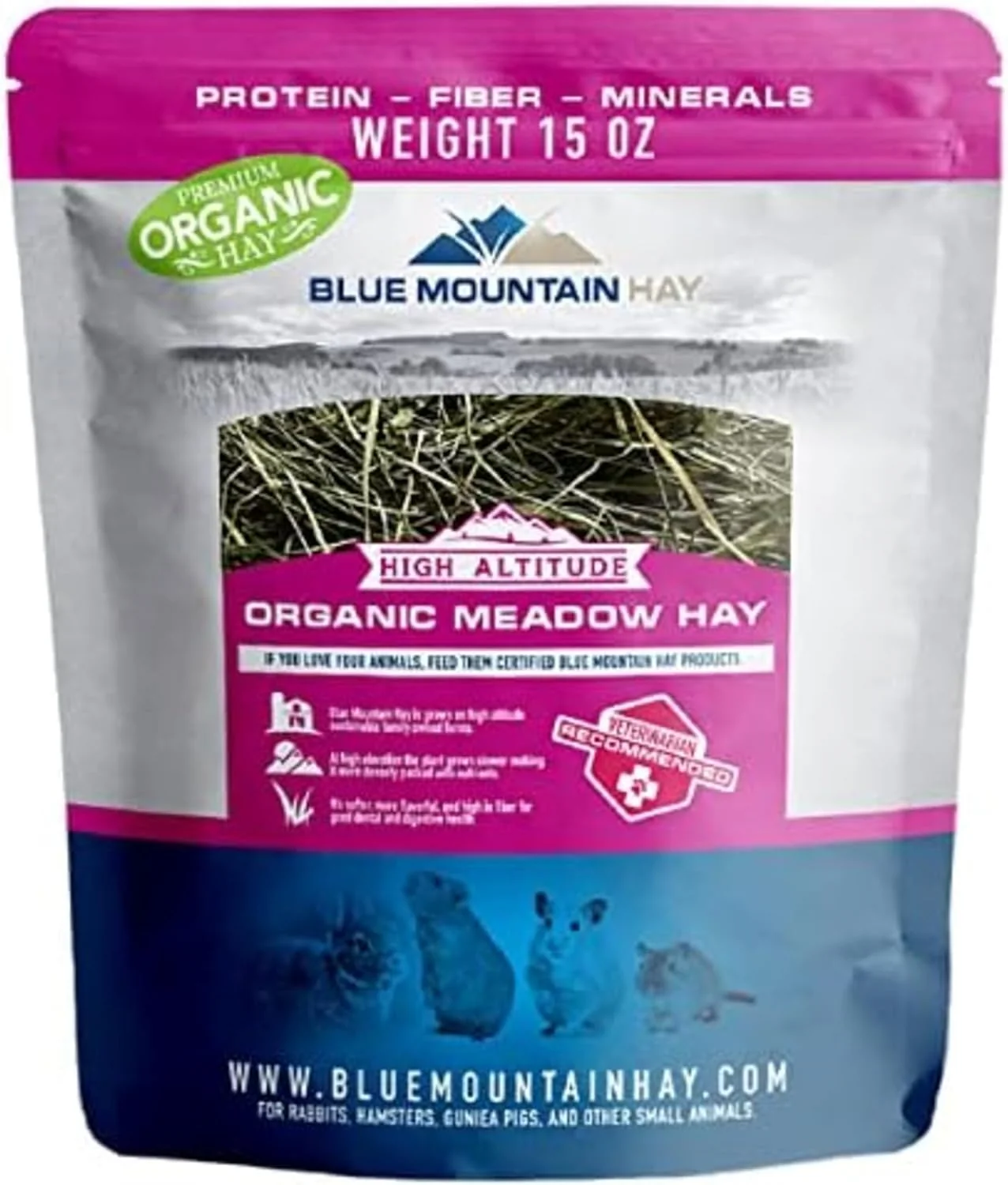 Luxury Blue Mountain Hay Fresh Organic Meadow Hay 15 Ounce Mimics Natural Forage High-Altitude Hay Pet Food for Rabbits Guinea Pigs Chinchillas Hamsters and Other Small Pets Fashionable
