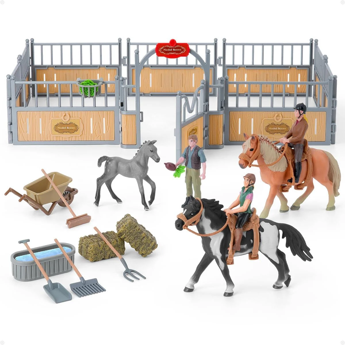 Healthy Horse Stable Playset Horse Gifts for Girls and Boys with 3 Horses and 2 Riders Horse Toys Set Farm Animals Toys for Kids 3 4 5 6 7 8 Horse Playset 1 Environmentally Friendly