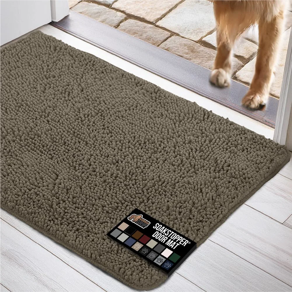 Refined GORILLA GRIP SOAKSTOPPER Dog Door Mat 36x24 – Absorbent Chenille Entry Rug Cappuccino Fashionable