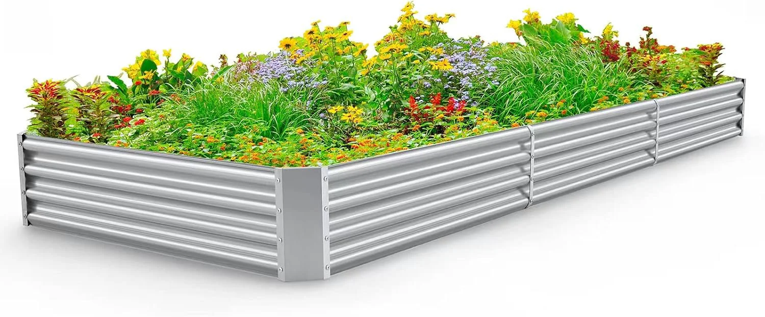 Natural Land Guard 12×4×1ft Galvanized Raised Garden Bed Kit for Vegetables Galvanized Super Large Metal Planter Raised Garden Boxes Outdoor 359 Gallon Capacity … Authentic