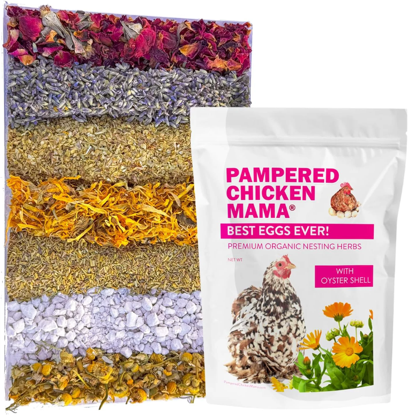 Original Design Pampered Chicken Mama Eggs Ever Nesting Herbs for Chickens 1.25 Pounds Calcium Supplement for Chickens Chicken Feed Supplies Hen Treats for Coops Premium