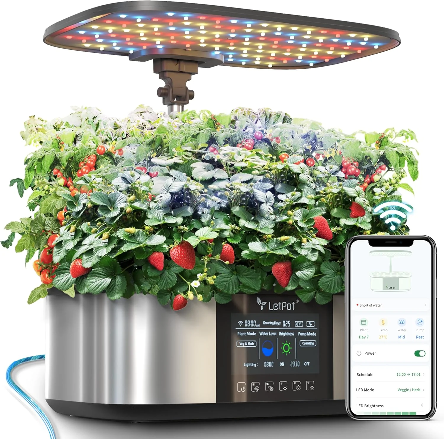 Artisan LetPot LPH-Max Hydroponics Growing System Kit 21 Pods APP WiFi Automatic Controlled Smart Indoor Garden with 36W LED Grow Light Auto Drip Irrigation Kits Self-Managed Nurturing Watering Elite
