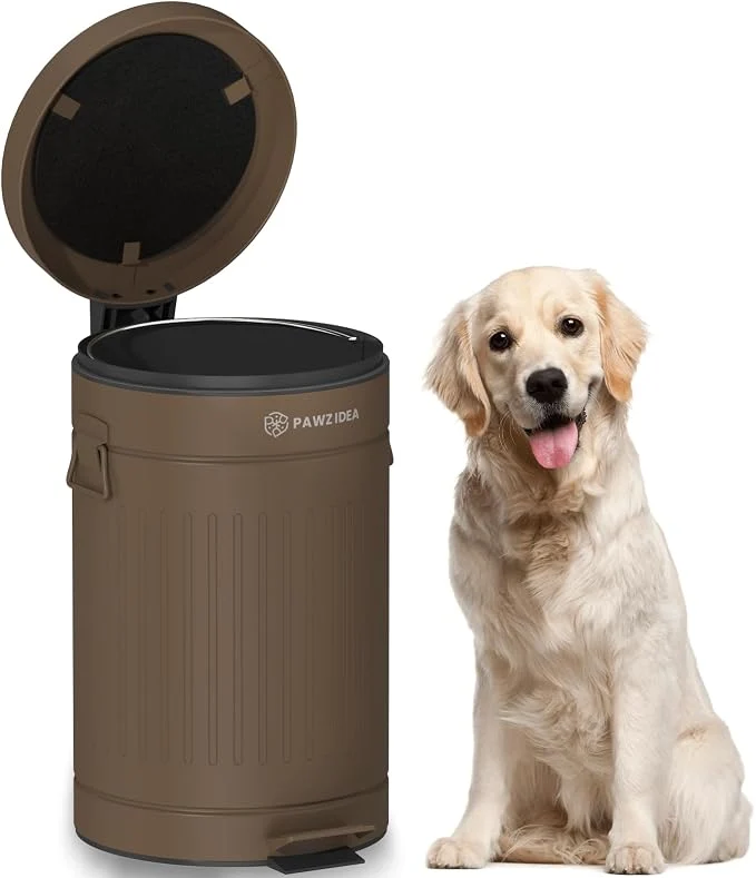 Advanced PAWZIDEA Dog Poop Trash Can Outside Odor Control 3.1Gallon Pet Waste Trash Can Top-Quality