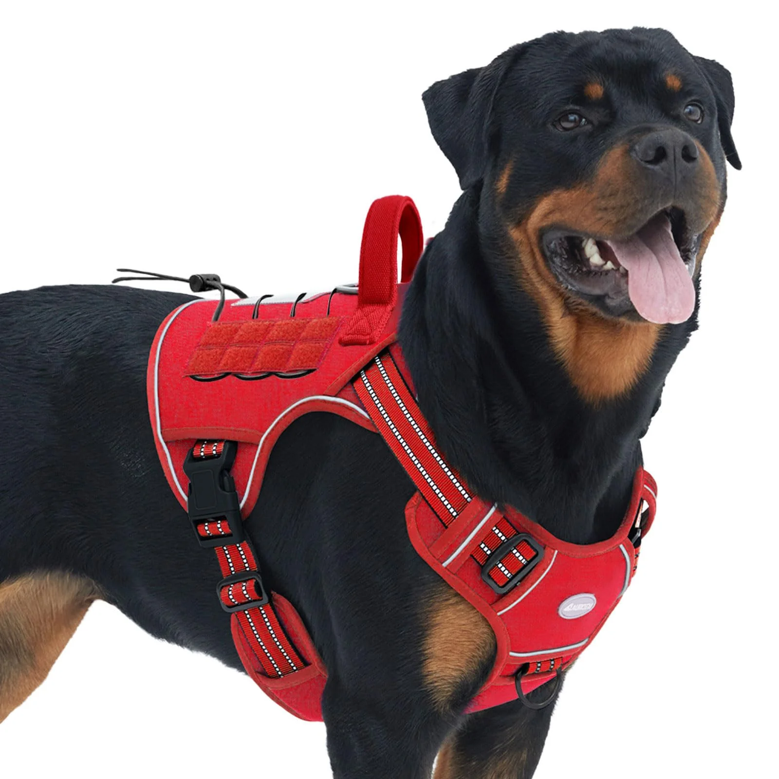 World-Class AUROTH Tactical Dog Harness for Large Dogs – No-Pull Adjustable Reflective Molle System Red Size L Healthy