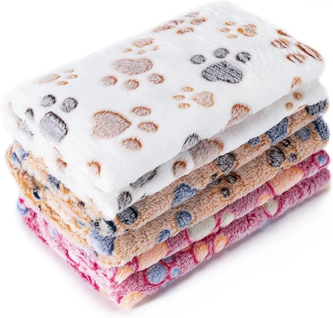 Functional 1 Pack 3 Blankets Super Soft Fluffy Premium Fleece Pet Blanket Flannel Paw Durable