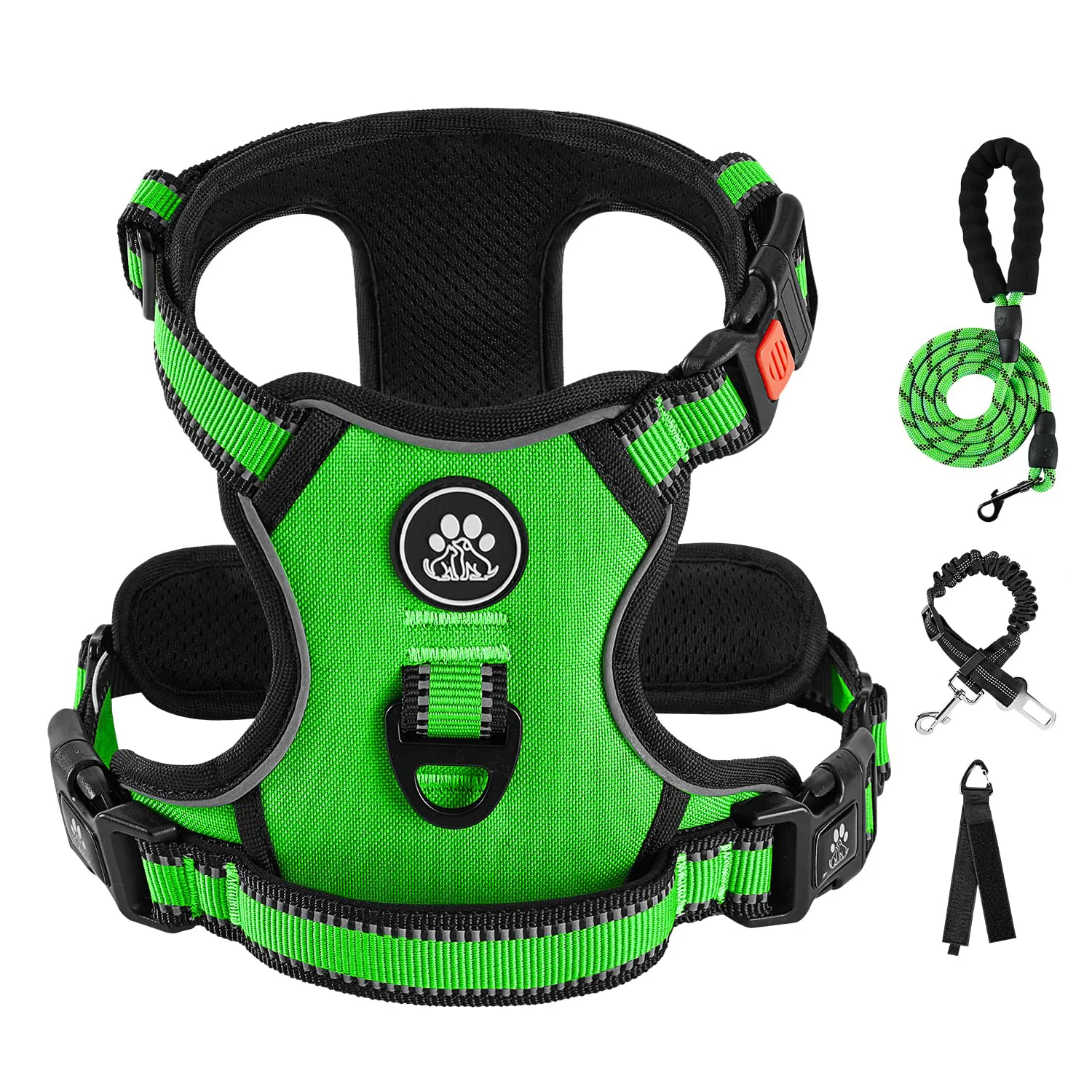 Detailed IVY LANE No Pull Harness for Large Dogs – Adjustable Reflective with Leash Storage Green XL High-Performance