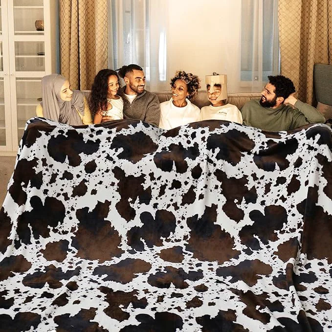 Expertly Made Bnuitland Cow Print Throw Blanket Large Size 90x90 Inches Premium