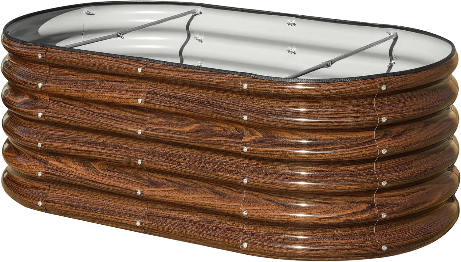 Reusable SnugNiture 4x2x1.5ft Raised Garden Bed Outdoor 17 Tall Galvanized Metal Planter Box Raised Garden Bed Kit for Planting Vegetables Plants Fruits Brown Powerful