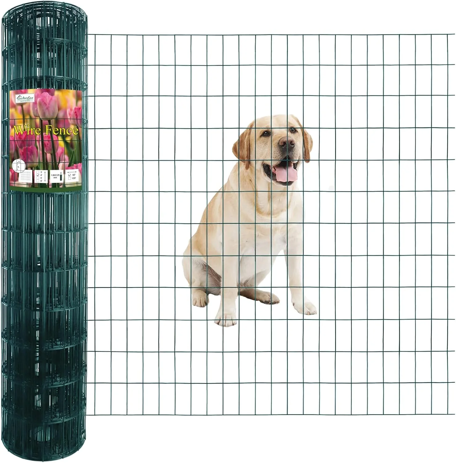 Exceptional Green PVC Coated Welded Wire Fence 48 Inch x 50 Foot 2 Inch x 4 Inch 14GA Garden Border Fencing Roll Vinyl Coating Metal Wire Mesh Hardware Cloth for Yard Vegetable Plant Protection Reusable