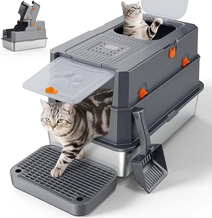 Breathable FURTIME Stainless Steel Litter Box Official