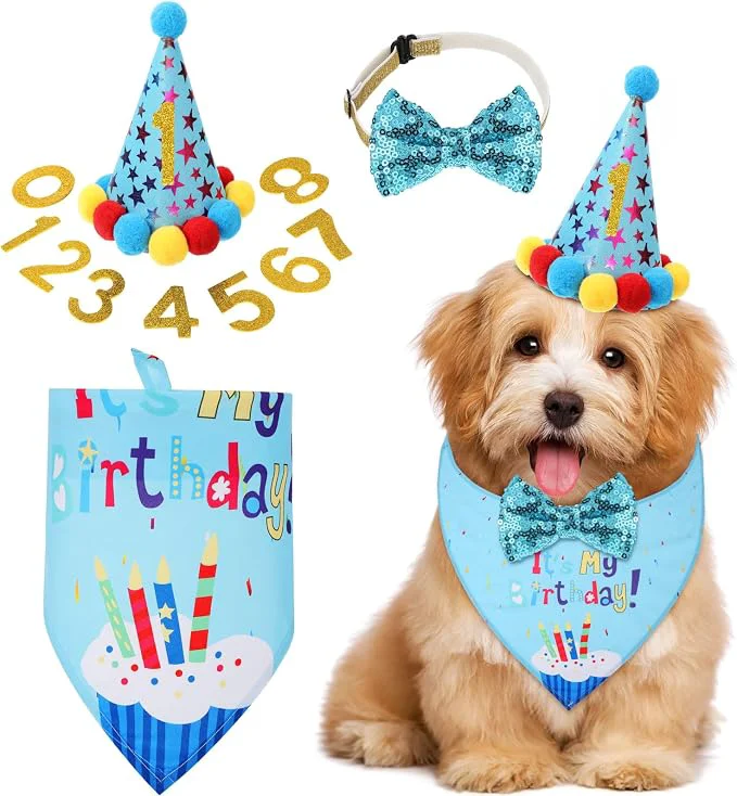 Certified Weewooday Dog Birthday Party Supplies Birthday Boy Girl Cake Bandana Triangle Functional
