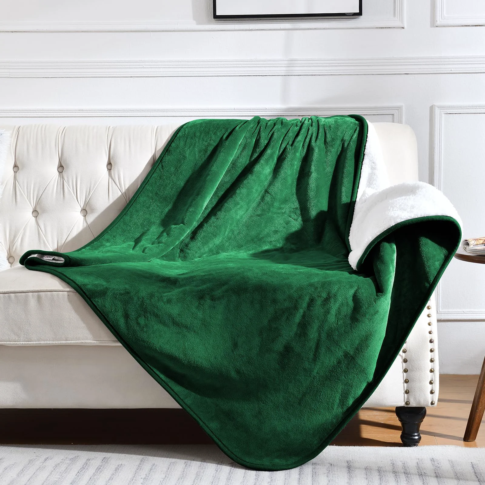 Consistent Yaning Waterproof Blanket for Bed Couch Sofa – Reversible Sherpa Fleece Furniture Protector Green 50x60 inches Enhanced