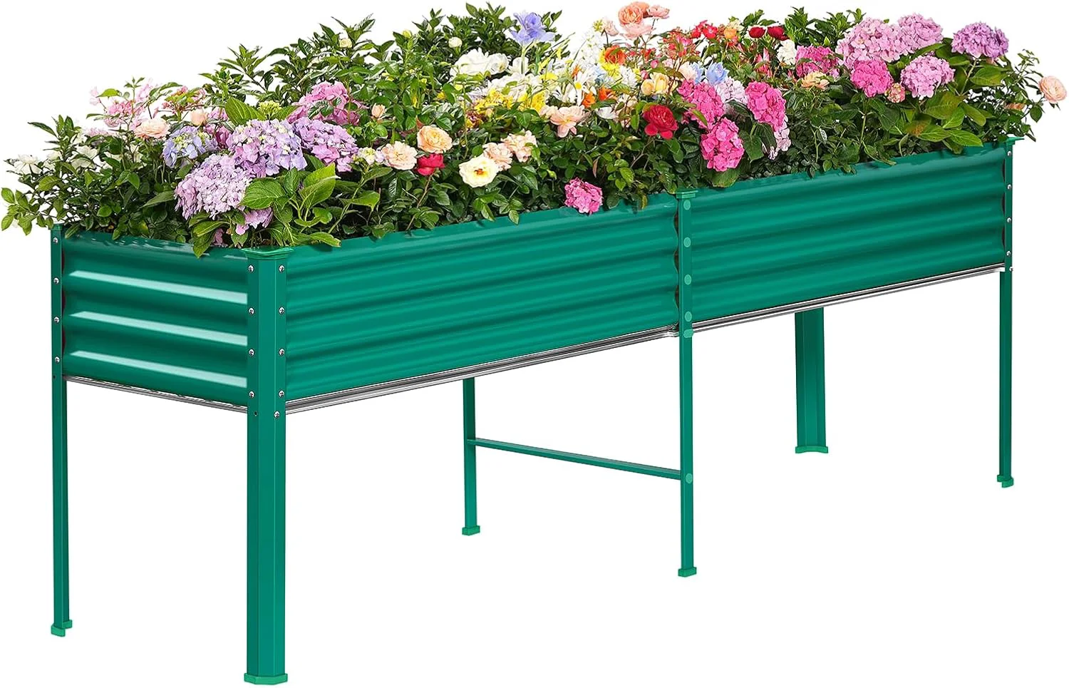 Secure Land Guard Galvanized Raised Garden Bed with Legs 96×24×32in Raised Garden Beds Outdoor with Drainage Holes Planter Boxes Outdoor for Backyard Patio Balcony 800lb Capacity Green High-Performance