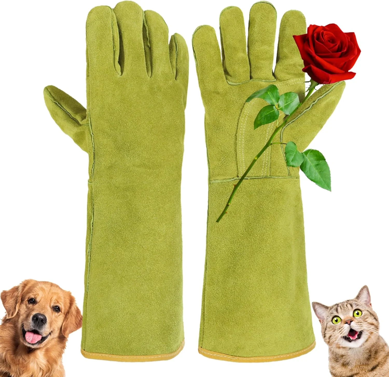 Reliable HANDLANDY Animal Handling Gloves Bite Proof Cat Gloves I for Rose Pruning Gardening Falconry Pet Grooming Ginger yellow 16 Inches Innovative
