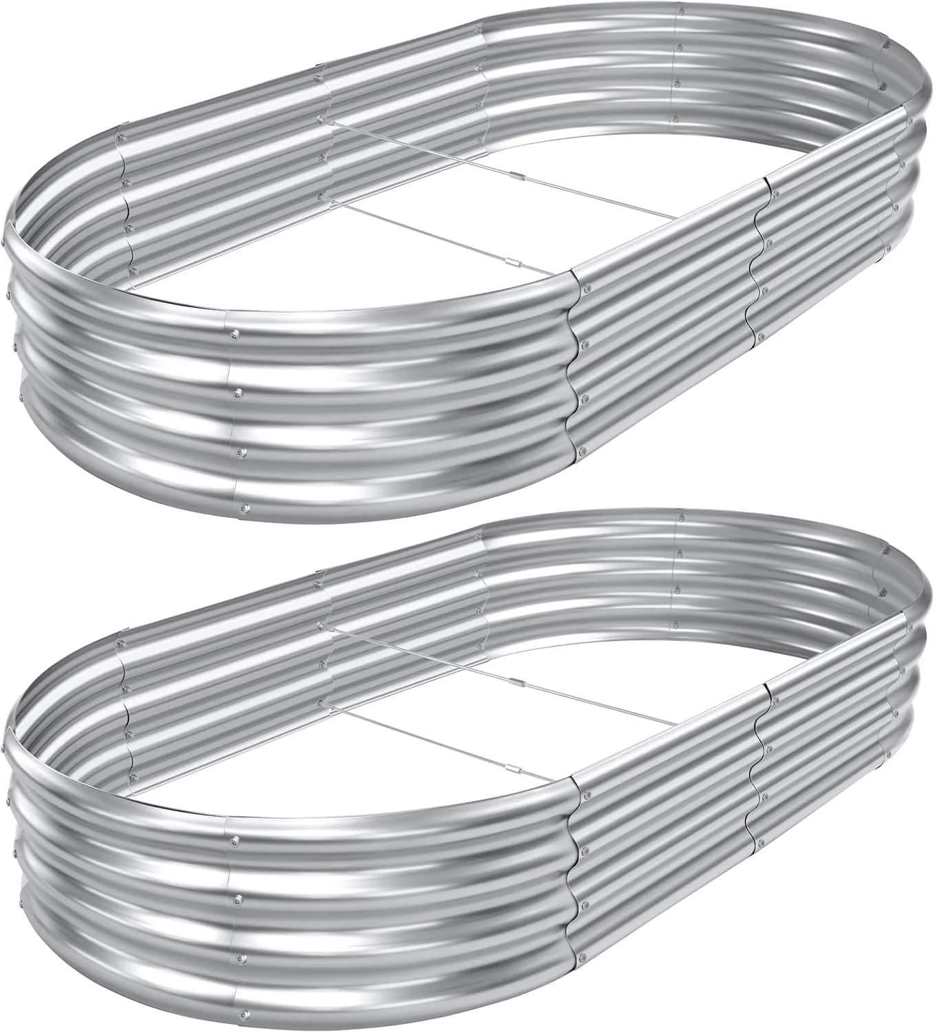 Powerful 2pack 8×4×1ft Raised Garden Bed，Outdoor Galvanized Planter Boxes Oval Large Metal Raised Garden Beds for Vegetables Professional