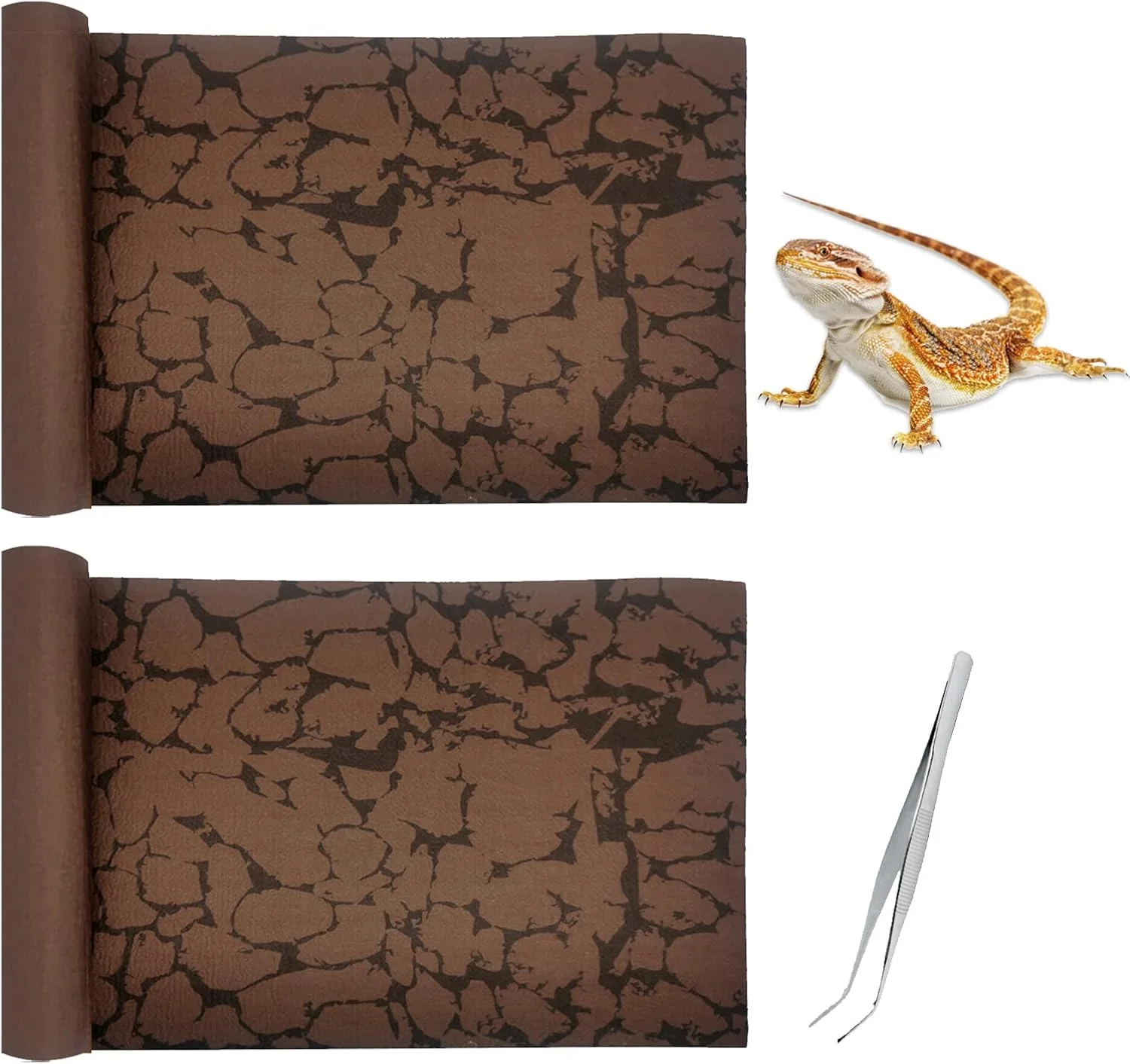 Functional Tfwadmx Reptile Carpet Sand Mat for Bearded Dragon Terrarium Substrate Liner Brown Leopard Gecko Tank Accessories Lizard Bedding Mats for Tortoise Turtle Snake Chameleon with Tweezers 12x20In 2 Pcs Practical