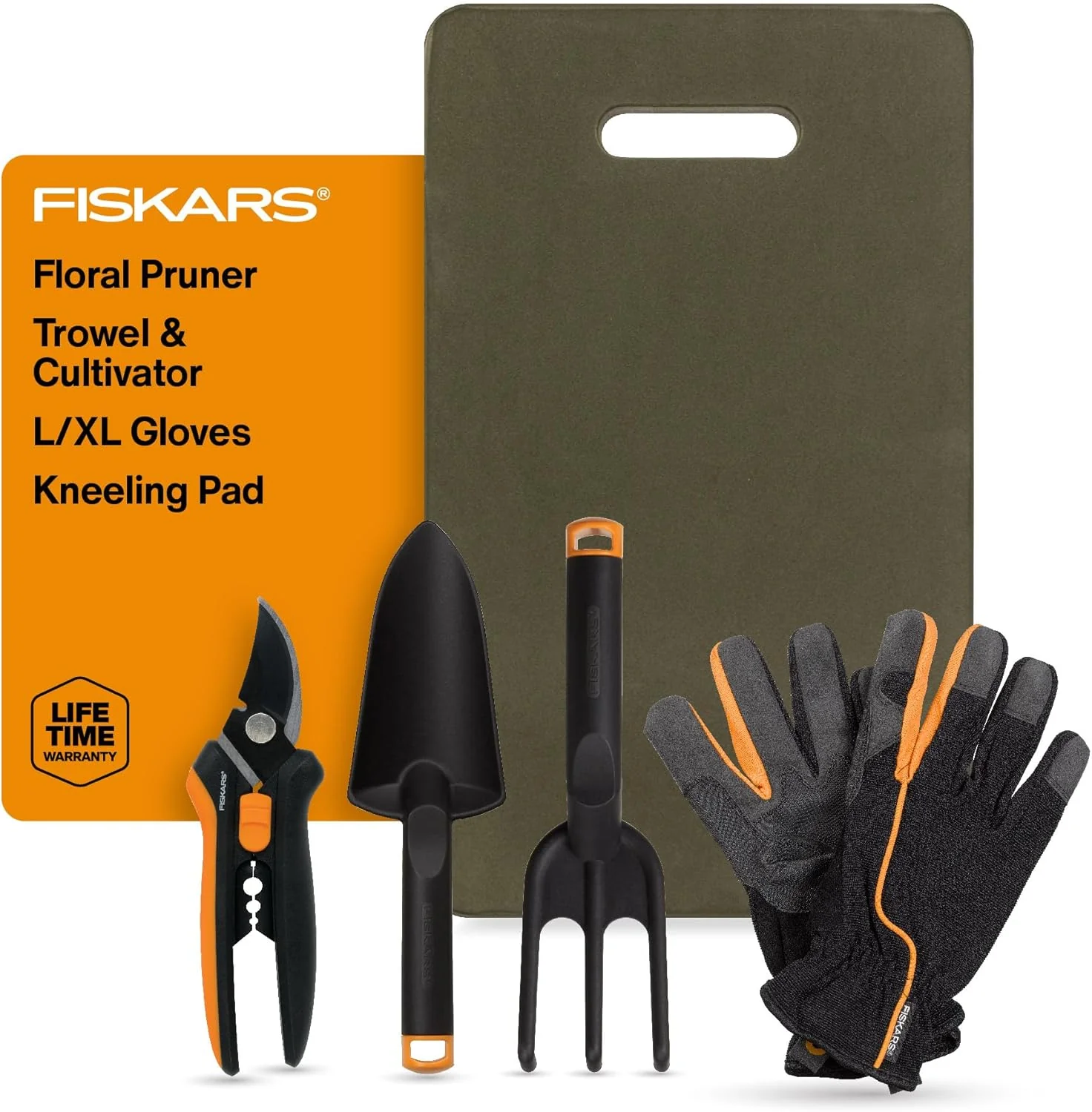 Smooth Fiskars Flower Gardening Tool Gift Set with Floral Pruner Trowel Cultivator Garden Gloves and Ultra-Light Kneeling Cushion for Outdoor Use 5 Piece Kit User-Friendly