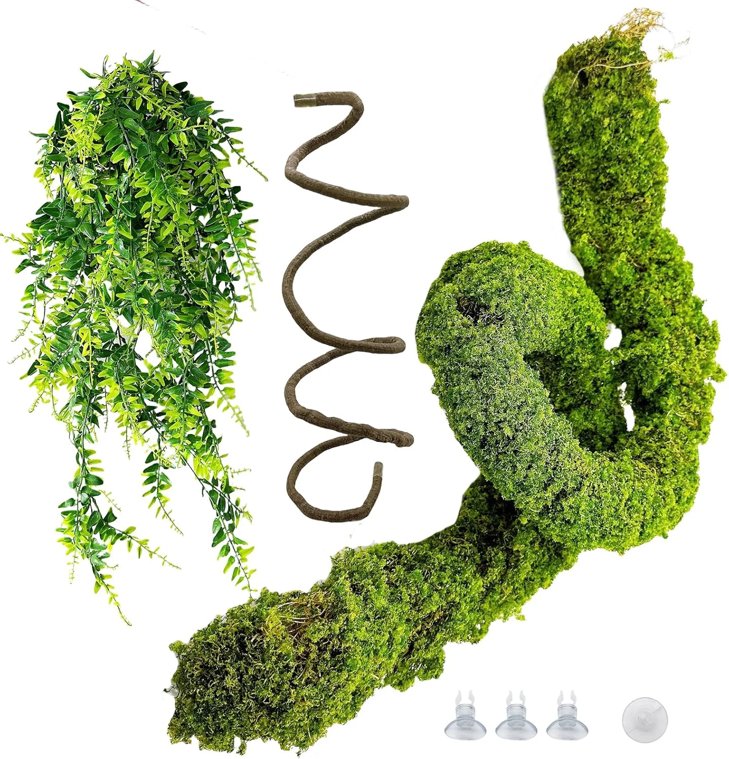 Selected BNOSDM Reptile Plants Flexible Rainforest Vines with Moss Bendable Jungle Climbing Vines Terrarium Artificial Plants Decor for Bearded Dragon Hermit Crab Snake Geckos Chameleon Lizard Certified