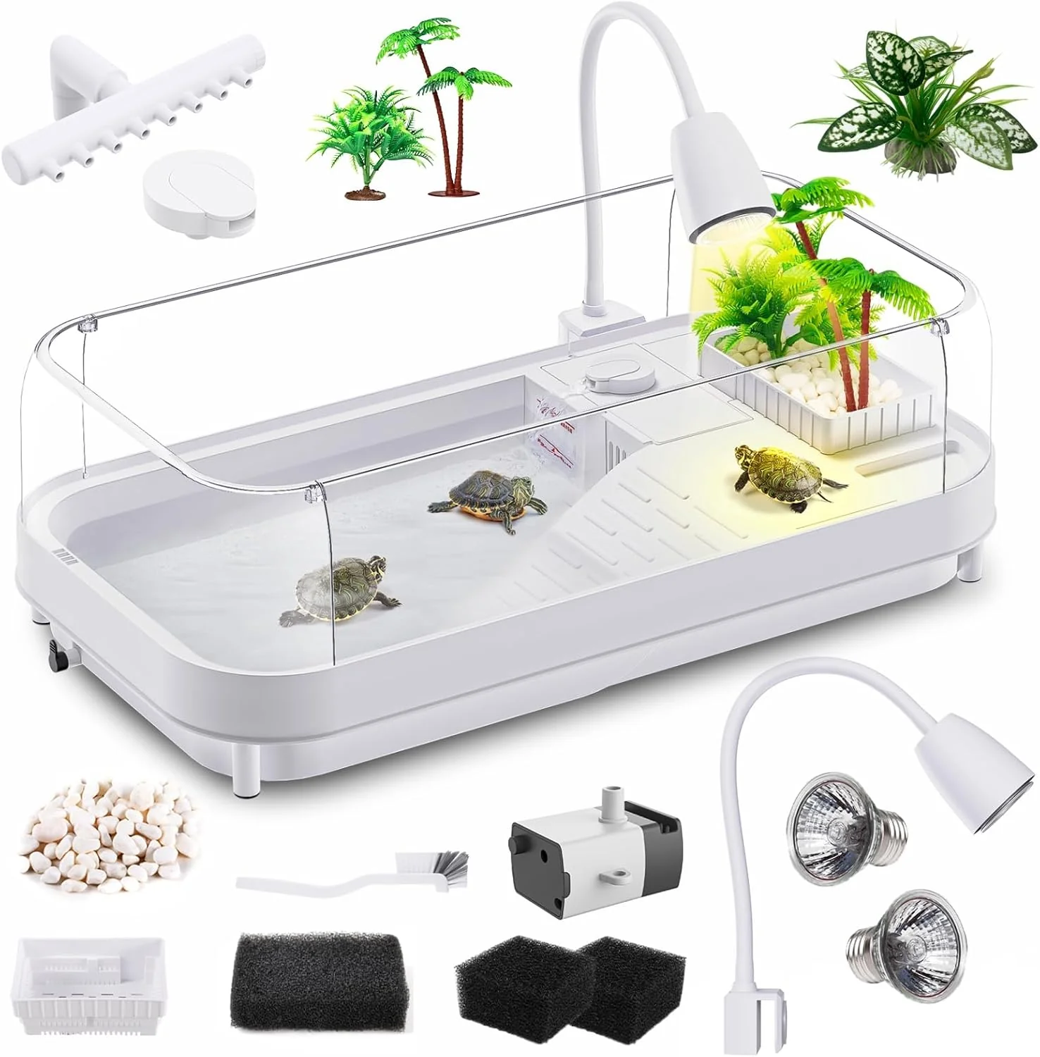 Green Large Turtle Tank Kit with Lamp and Filter Acrylic Turtle Selected