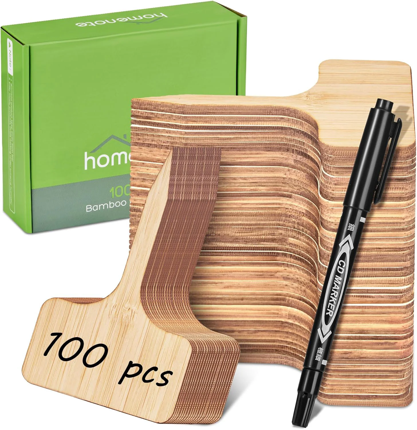 Detailed Homenote Bamboo Plant Labels 100Pcs Plant Tags for Seedlings T-Type Tags for Plants Outdoor Garden Markers Vegetable Seedling（2.36 4 Crafted
