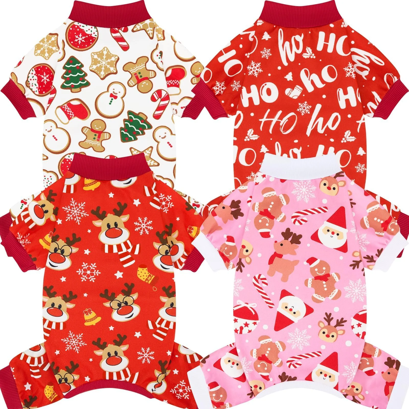 Versatile XPUDAC 4 Pack Christmas Dog Pajamas – Festive Cozy Pet Outfit for Small to XXL Dogs High-Grade