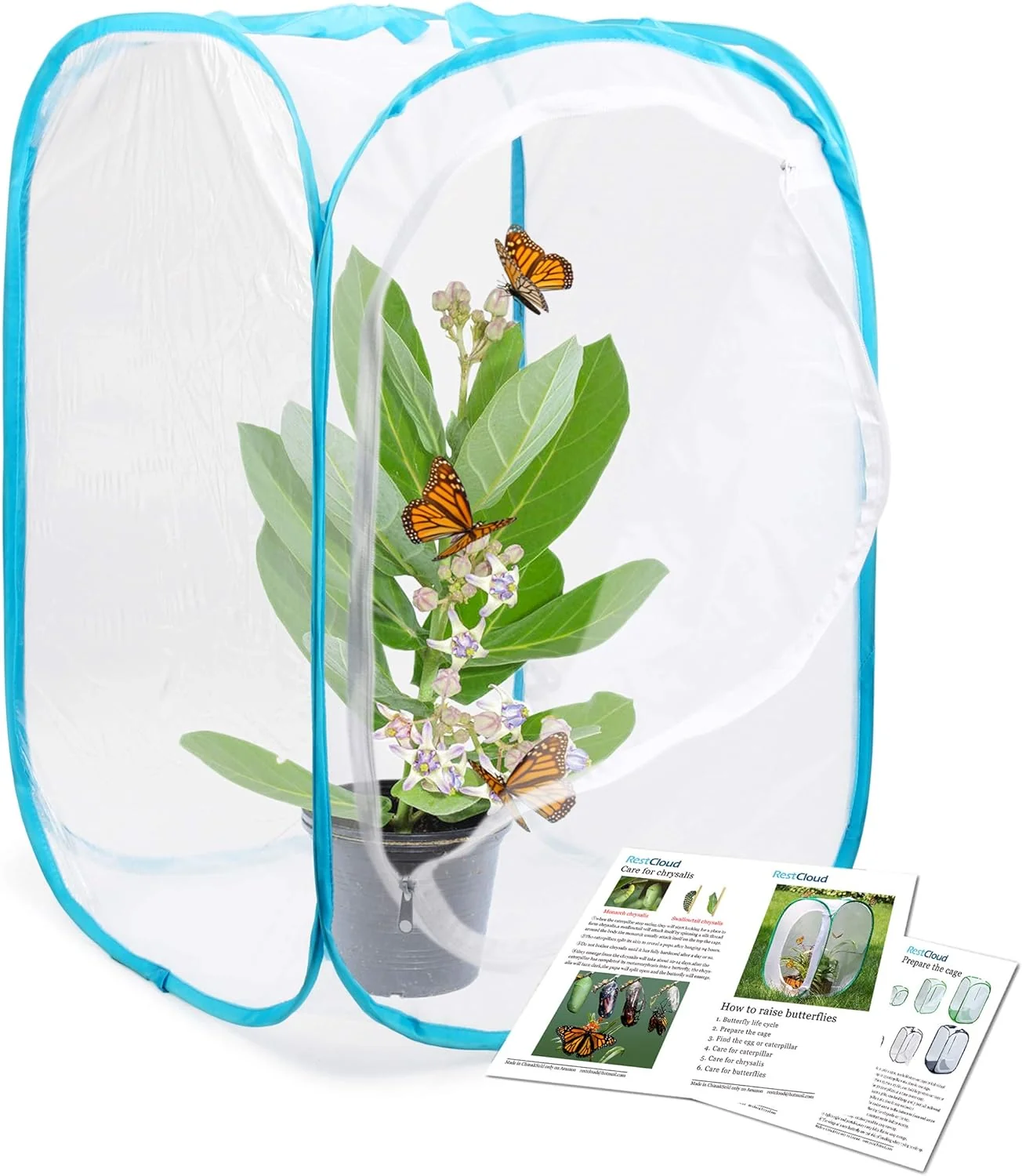 Convenient RESTCLOUD Insect and Butterfly Habitat Cage Terrarium Pop-up 24 Inches Tall Original