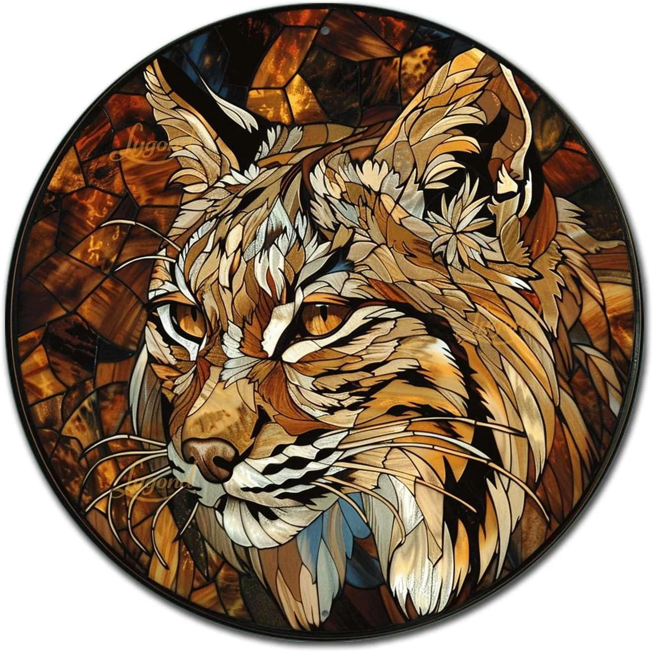 Unique Lygond Aluminum Circular Stained Glass Bobcat Restroom Sign 88 Inches Consistent