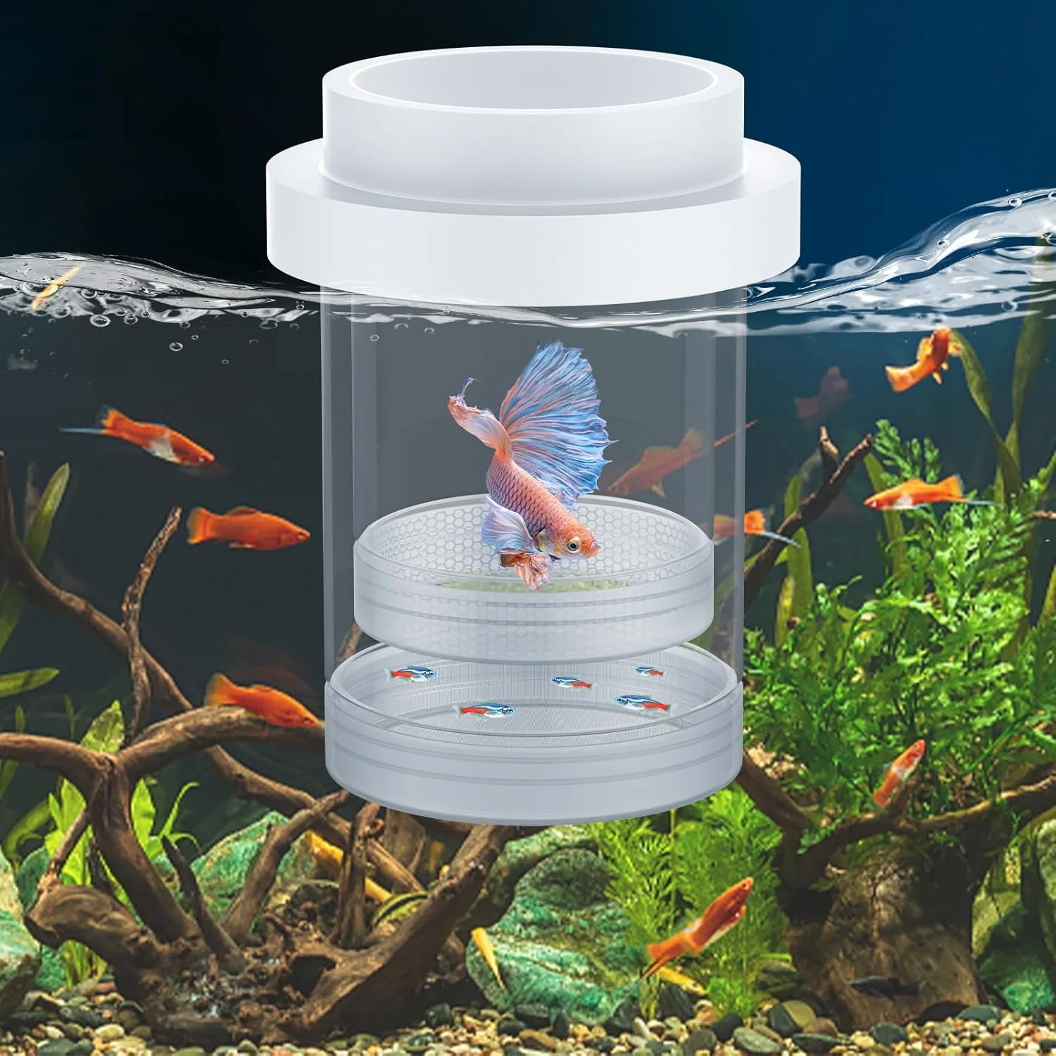 Lightweight Pawfly Large Breeder Box for Fish Tank Floating Guppy Breeder Box Plastic Hatchery Incubator Isolation Box for Shrimp Betta Clownfish Baby Fish Separator for Aquarium Professional