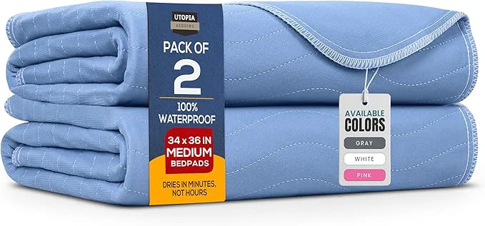 Secure Utopia Bedding Washable Underpads 34 x 36 Waterproof Reusable Heavy Modern