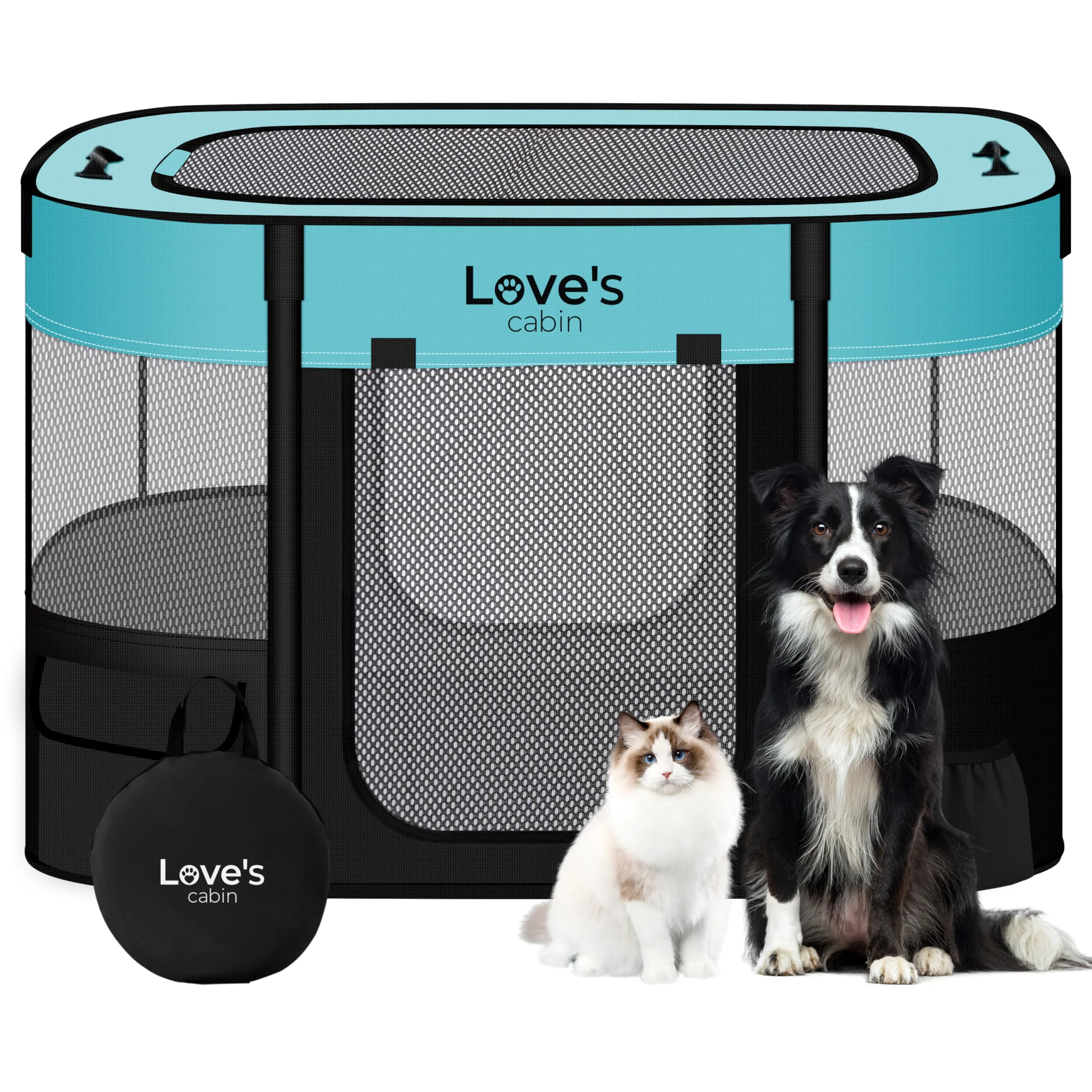 Durable Love's cabin Pet Puppy Playpen – Foldable Small Dog Kennel for Indoor Outdoor Green Traditional
