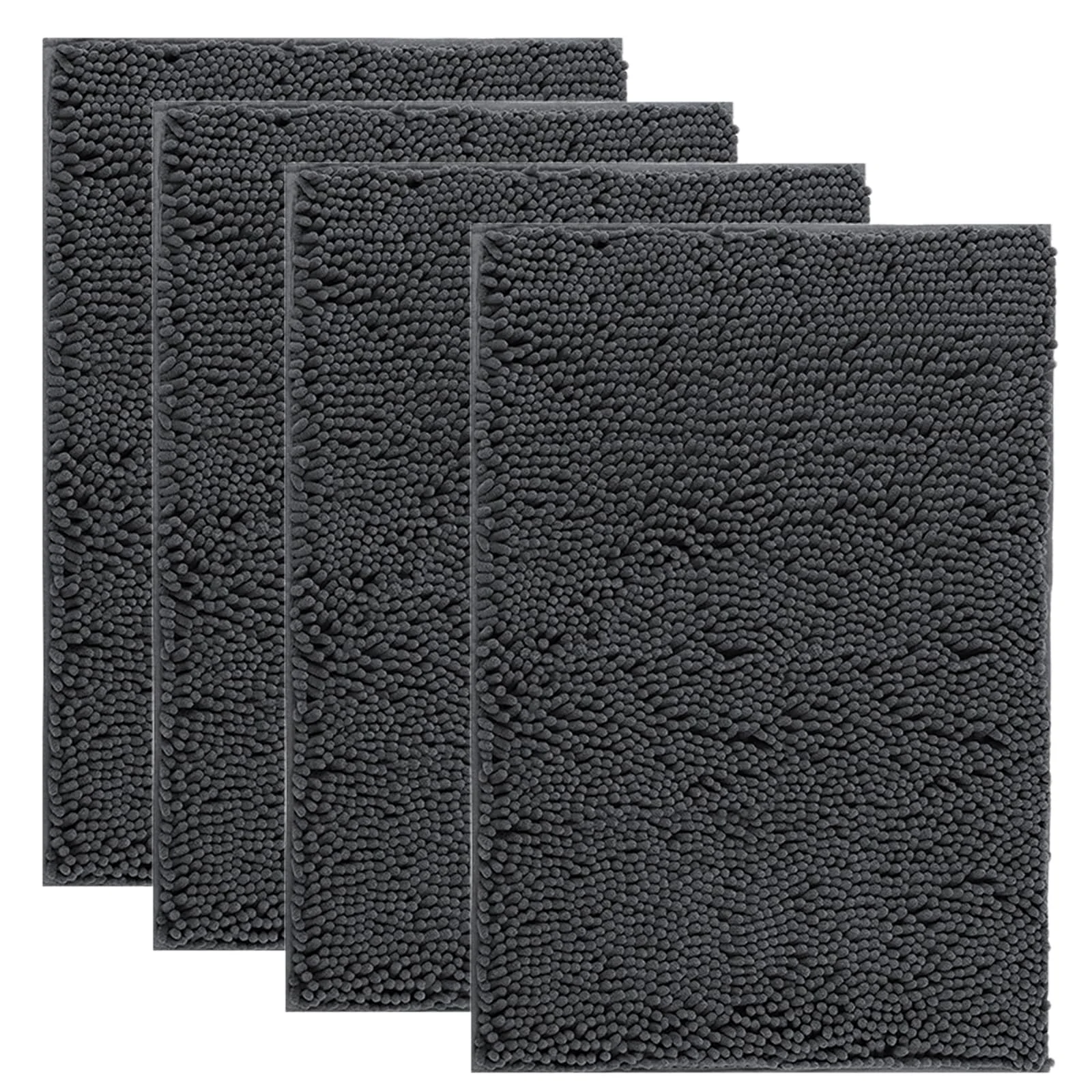 Advanced IM HOME 4-Piece Muddy Dog Door Mats – 30x20 Chenille Absorbent Non-Slip Dark Grey Trendy