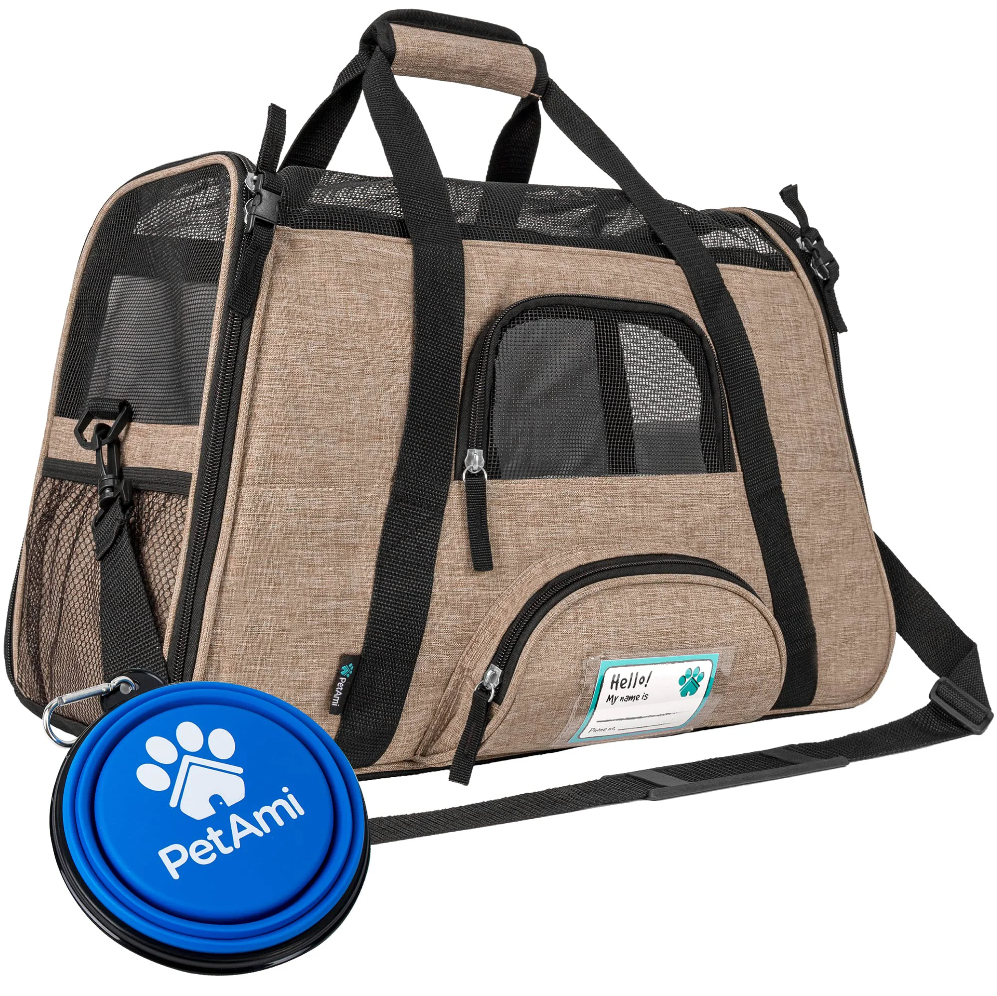 Casual PetAmi Airline Pet Carrier – Soft Sided Carrier for Small Dogs Cats Heather Taupe Authentic