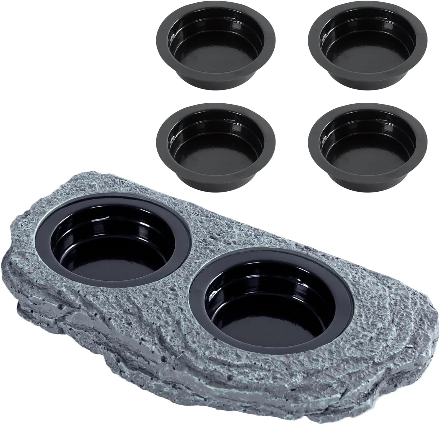 Official Wacool Magnetic Gecko Ledge - Double Bowl Reptile Feeding Tray with 6 Feeding Cups for Geckos Lizards Chameleons and Reptile Pets High-Quality