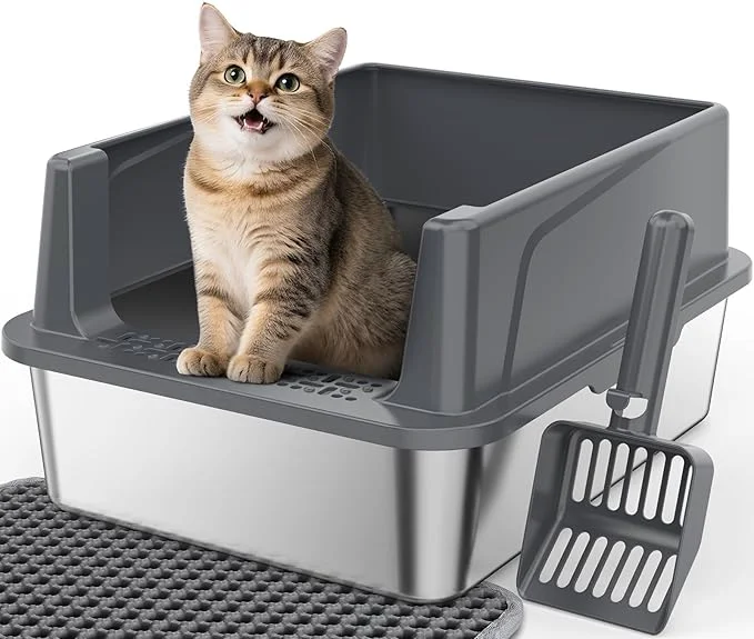 Reliable FURTIME Stainless Steel Cat Litter Box Outstanding