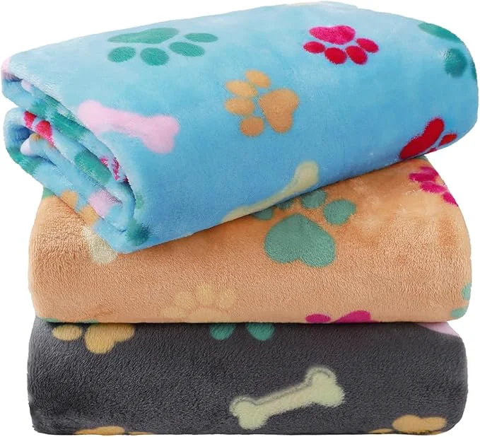 Flexible LINENLUX 1 Pack 3 Blankets Super Soft Fluffy Premium Fleece Dog Blankets High-Grade