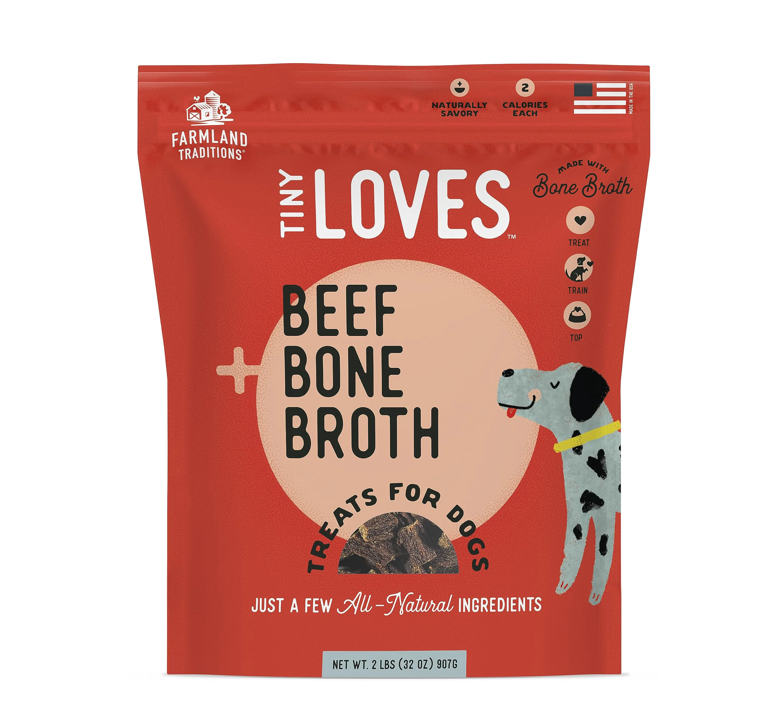 Durable Farmland Traditions Tiny Loves Jerky Trainer Treats for Dogs with Bone Broth – Beef 32 oz Selected