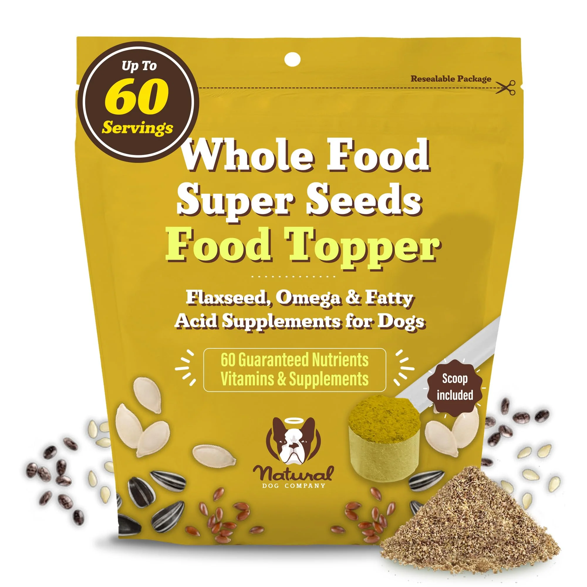 Fast Natural Dog Company Super Seeds Food Topper – Omega-Rich Multivitamin for Coat Skin Daily Nutrition 8 oz Practical